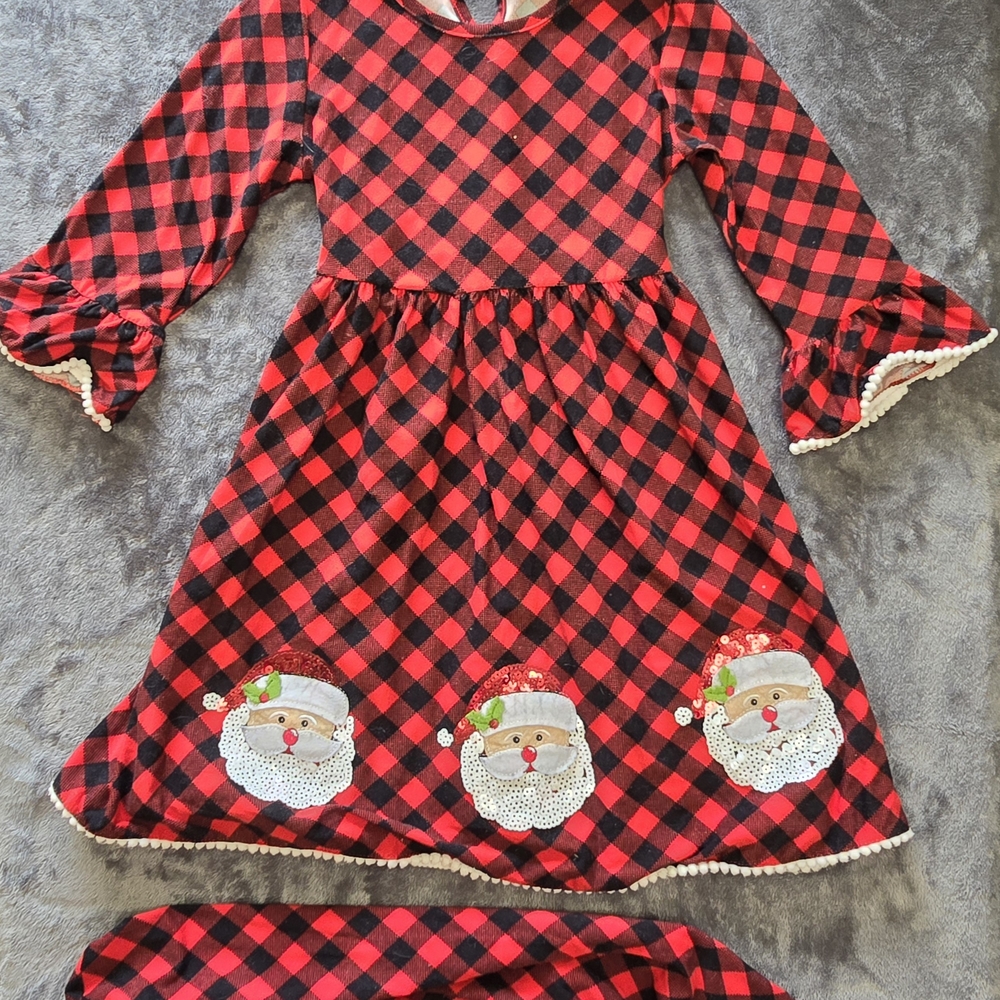 Rare Editions Red and Black Plaid Santa Dress